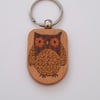 Pyrography owl wooden keyring