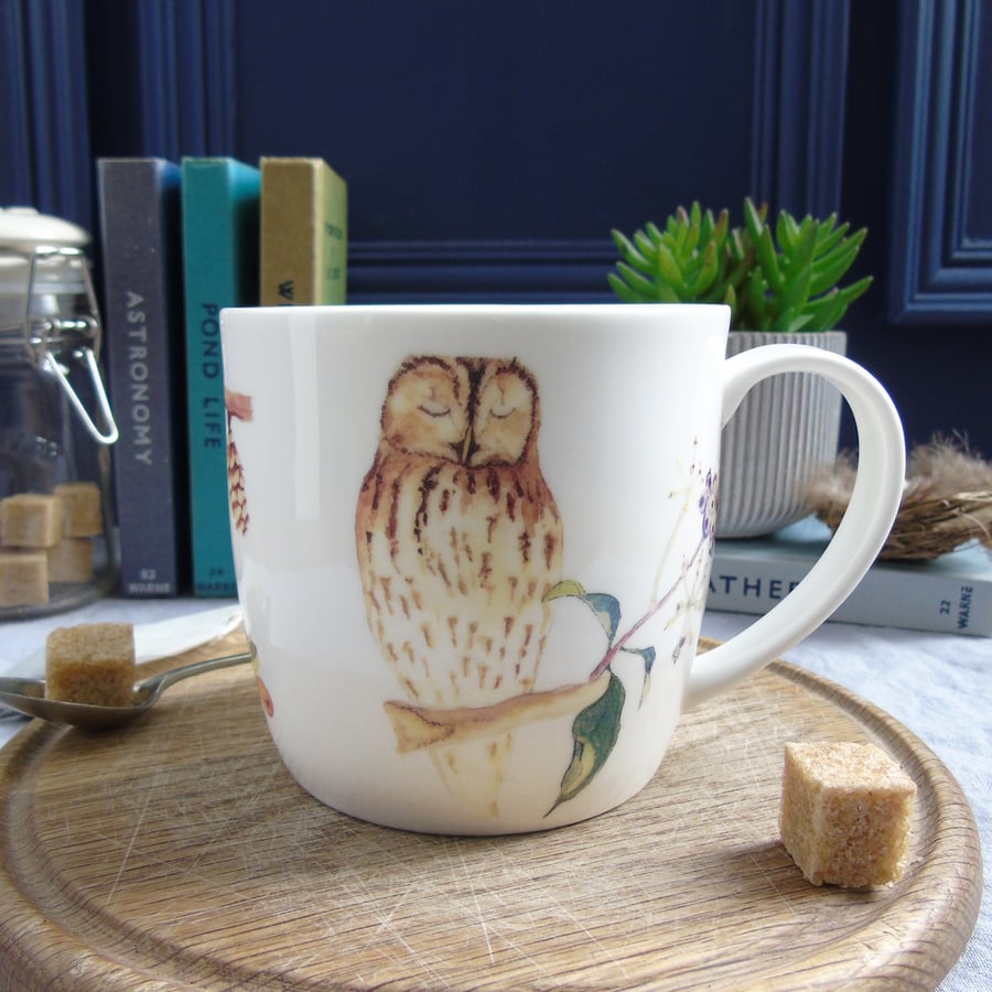 Tawny owl fine bone china mug