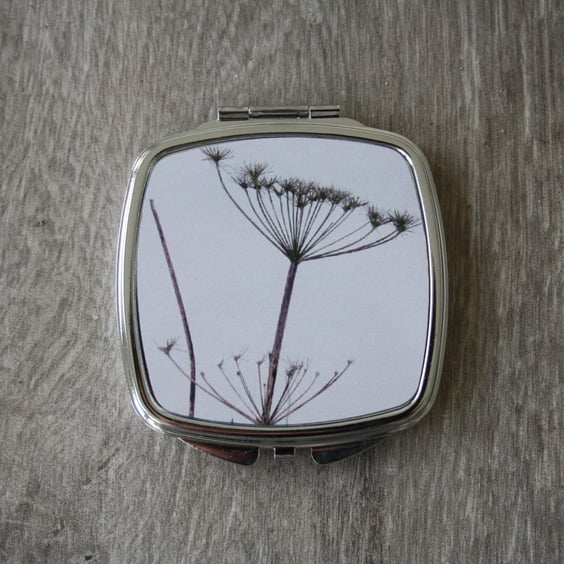 Pocket mirror - compact mirror - seed head print.