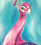 Pink and Purple Peacock Original painting.    - Image 3