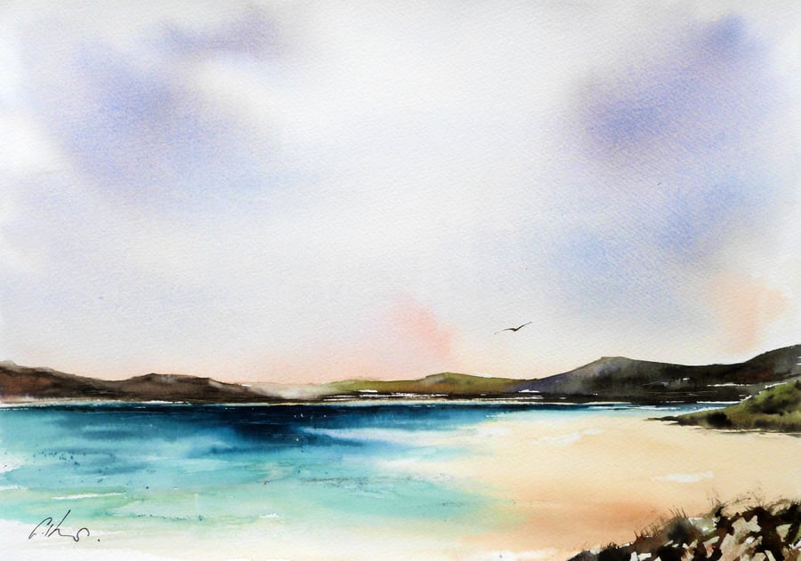 Luskentyre Beach. Original Watercolour Painting.