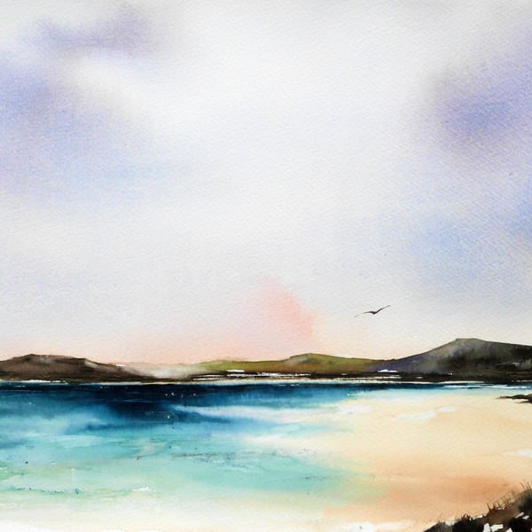 Luskentyre Beach. Original Watercolour Painting.