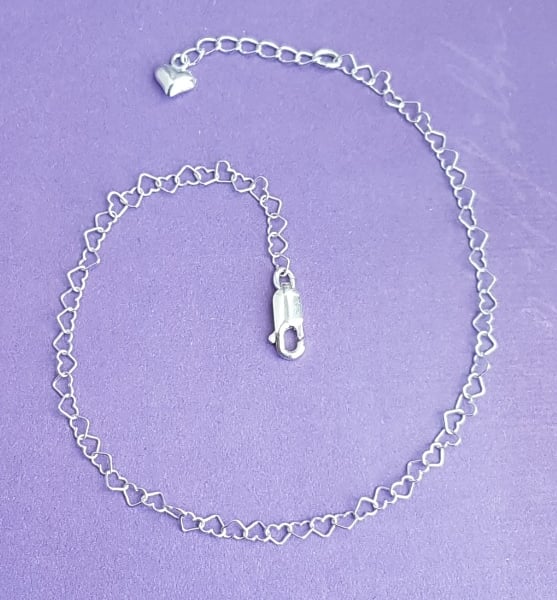 Gorgeous Sterling Silver Heart Link Chain Bracelet