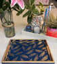 Navy Blue and Gold Feather Tray - Image 3