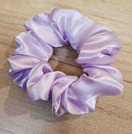 Handmade lavender satin scrunchie