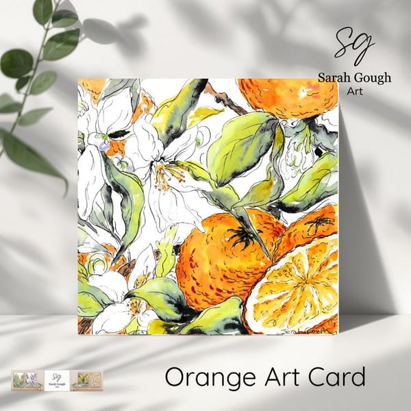 Orange Blossom - Art Card on Textured Cardstock, Blank, Essential Oil Series