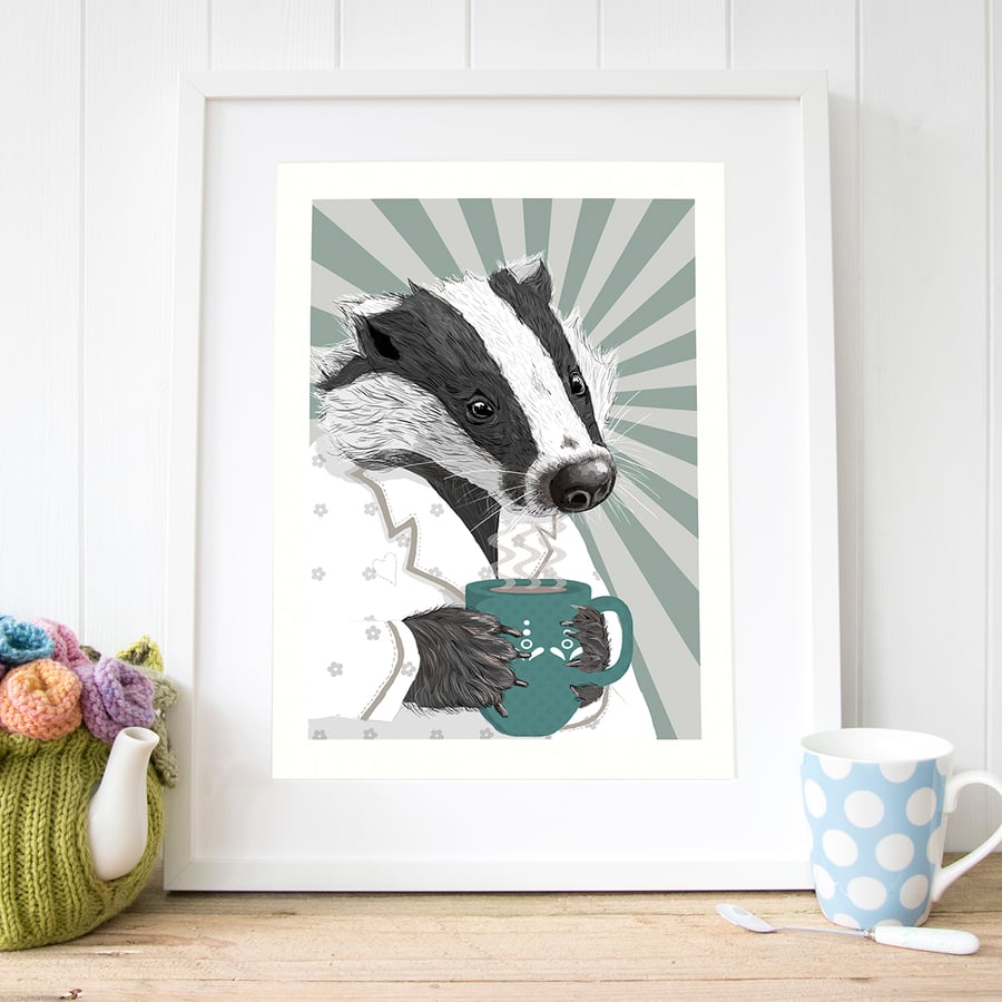 Badger art, Animal art nursery decor, Wildlife Bedroom decor, Badger lover gift