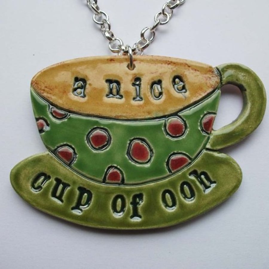 A nice cup of ooh - ceramic teacup necklace