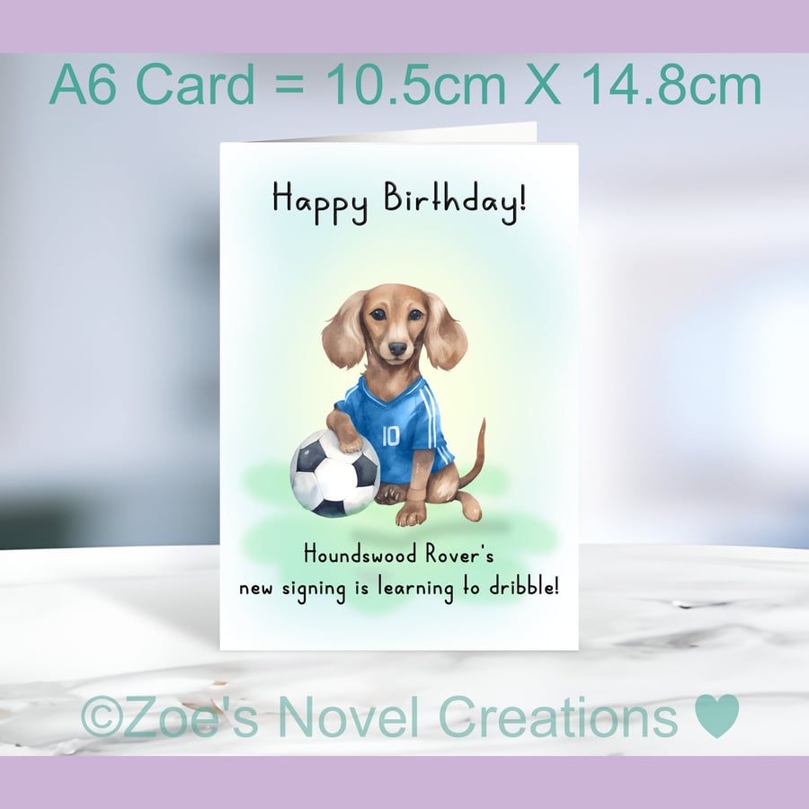 Football Dog Birthday Card A6 10.5cm x 14.8cm