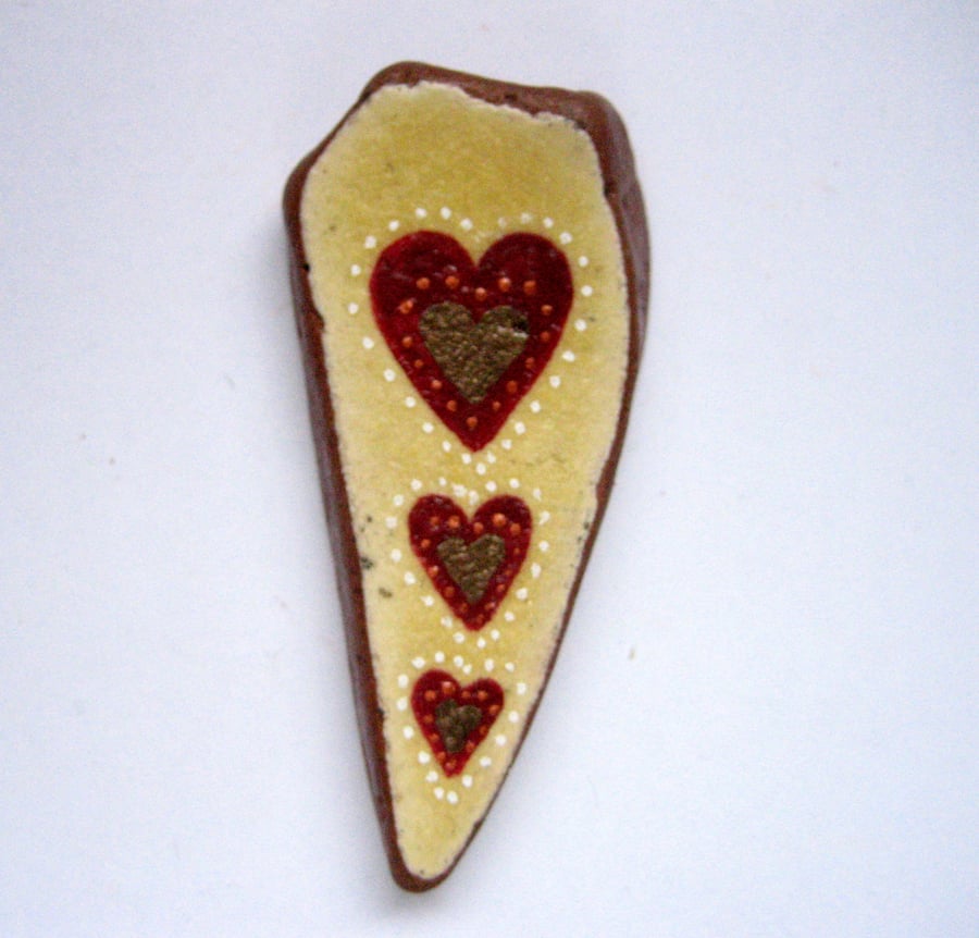 3 hearts stone (beach pottery.)