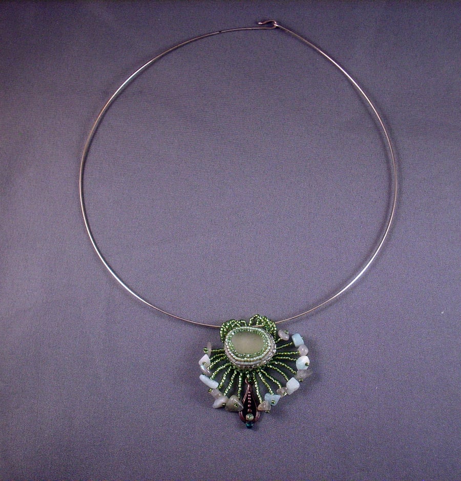 Antique Green Sea Glass Pendant