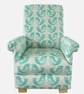 Kids Chair Scandi Birds Aqua Armchair Children's Girls Green Grey Bedroom Seat - Image 1