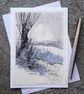 Handpainted Blank Card. Handmade. Letterbox Gift. Keepsake. Winter Tree