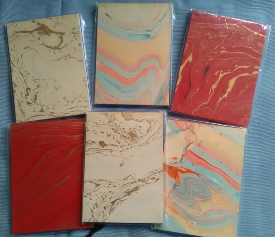 SPECIAL! HANDBACKED NOTEBOOKS Marble paper x 6