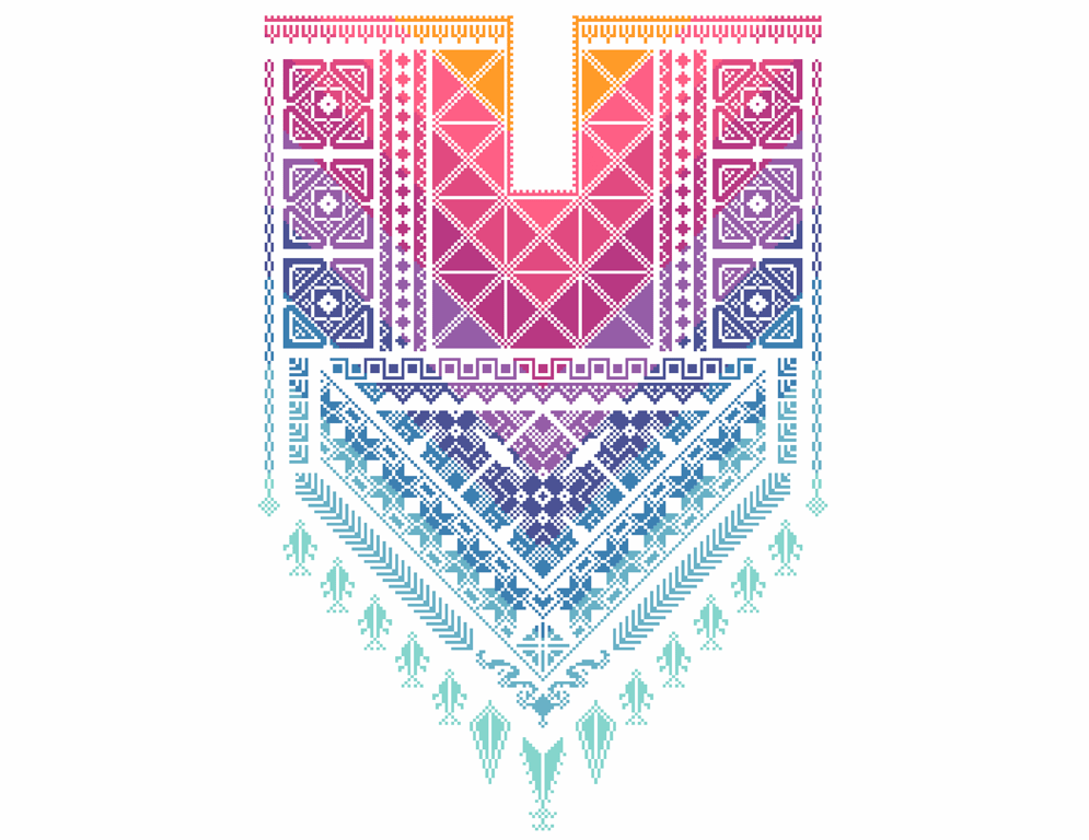 271 - Rainbow Tatreez Cross Stitch Pattern: Palestinian Folk Art Collar (PDF)