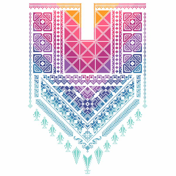 271 - Rainbow Tatreez Cross Stitch Pattern: Palestinian Folk Art Collar (PDF)