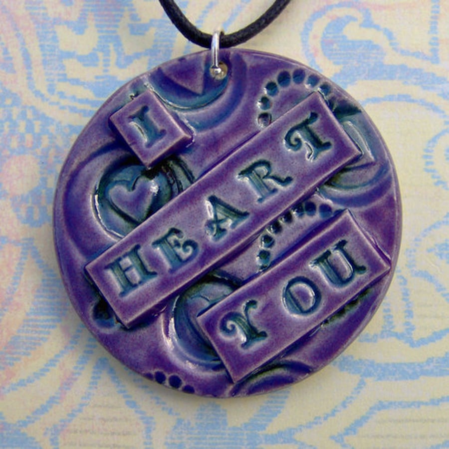 I Heart You ceramic pendant