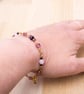 Rose Quartz bracelet - Gemstone and Purple cube bead gold chain bracelet - Image 6