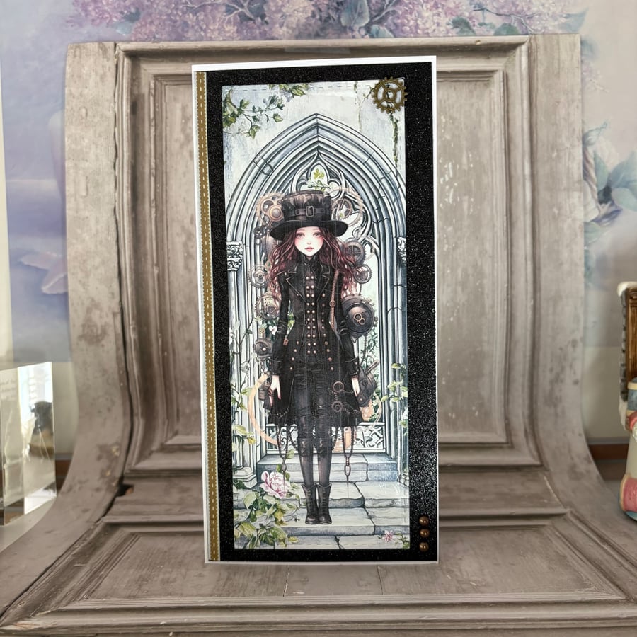 Greeting Card - Left blank for your own  message - Steampunk Girl C269