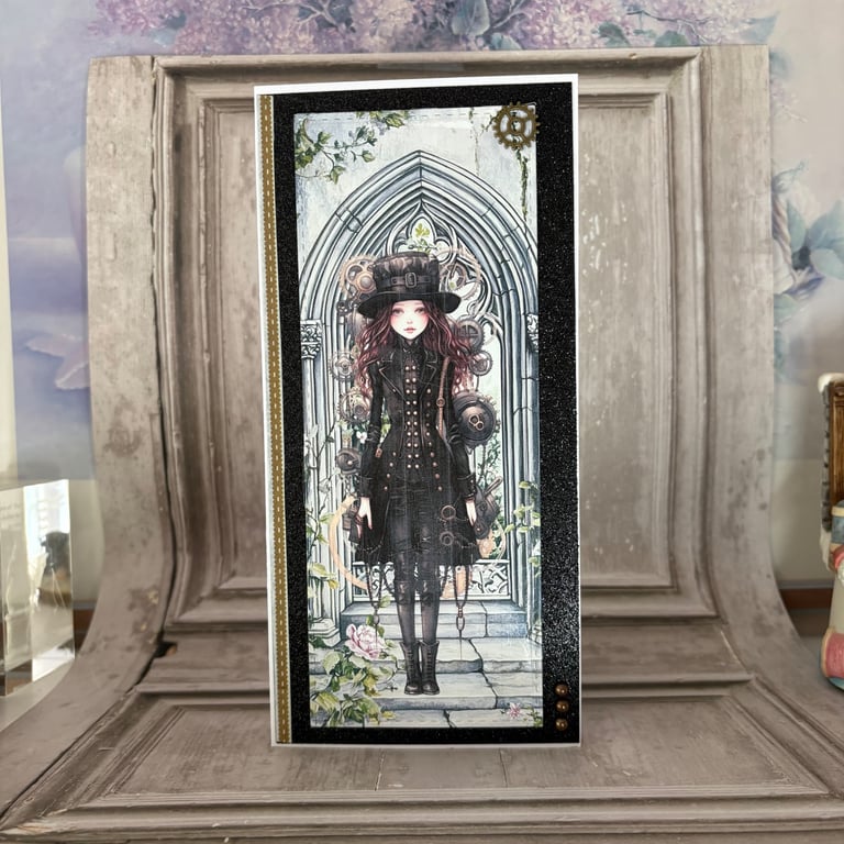 Greeting Card - Left blank for your own  message - Steampunk Girl C269