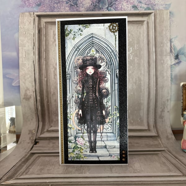 Greeting Card - Left blank for your own  message - Steampunk Girl C269