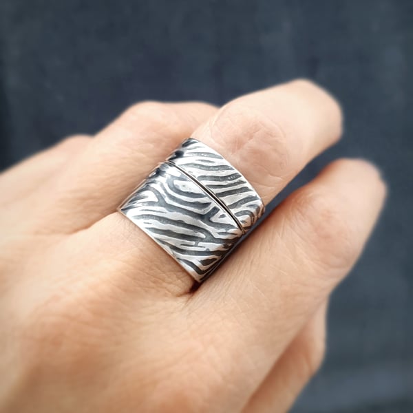 Oxidised Ring Stack in textured sterling silver from Balance Me holistic range