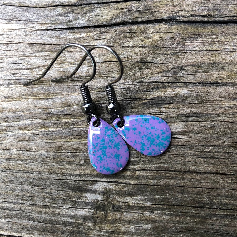 ‘Quickspark’ Enamel Teardrop Earrings. Sterling silver upgrade available. 