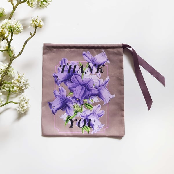 Campanula Thank You Gift Pouch with Eco-Satin Ribbon