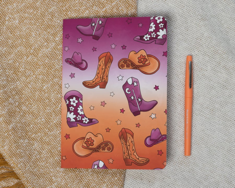 A5 Handmade Notebook with Cowgirl Design