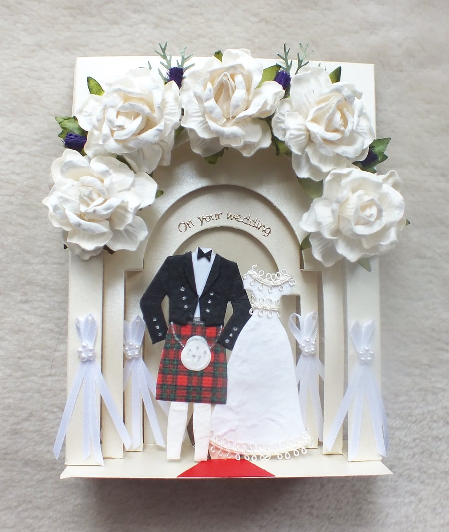 Luxury Handmade 3D Scottish Wedding Arch Card