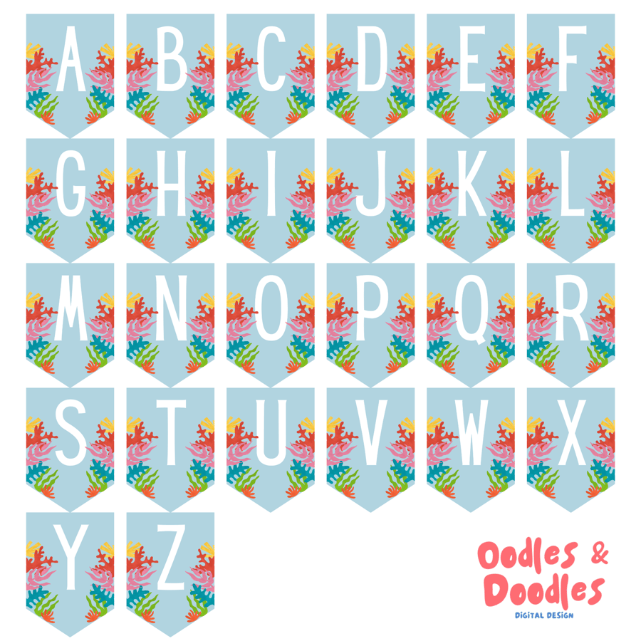 Personalised Bunting, Name Banner, Name Bunting, Under the Sea