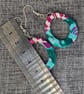 Magenta and teal drop earrings. - Image 4