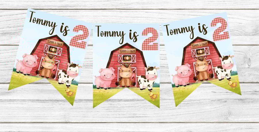 Farm Themed Personalised Happy Birthday Bunting 