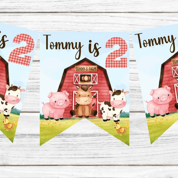 Farm Themed Personalised Happy Birthday Bunting 