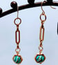 Gold Paperclip Chain Bead Earrings. - Image 1