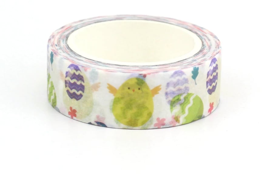 Easter Egg & Chick, 15mm Washi Tape, 10m, Decorative Tape, Cards, Journal,