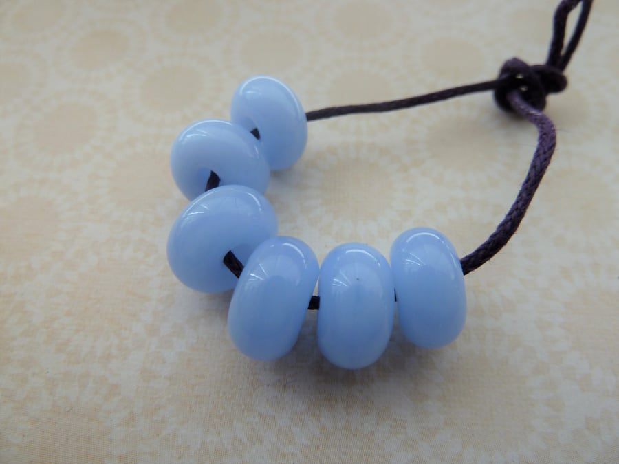 handmade lampwork glass beads, blue spacers