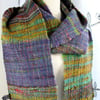 Handwoven Scarf Using my Handspun yarn Merino and Silk XL