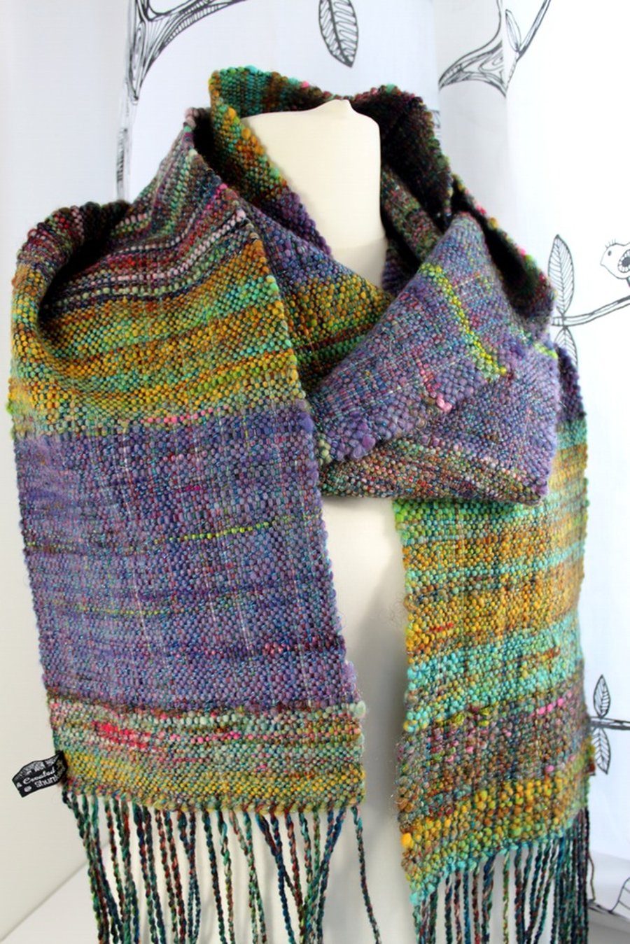Handwoven Scarf Using my Handspun yarn Merino and Silk XL
