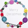 Wreath Button Christmas Card