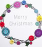 Wreath Button Christmas Card