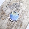 Sterling Silver and Titanium 'Sea View' Disc Pendant Necklace - UK Free Post