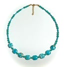 Turquoise and Gold Beaded Necklace