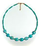 Turquoise and Gold Beaded Necklace