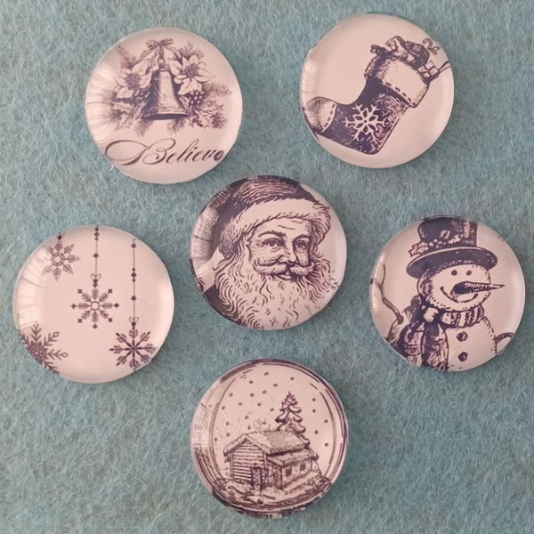Vintage Christmas Fridge Magnets