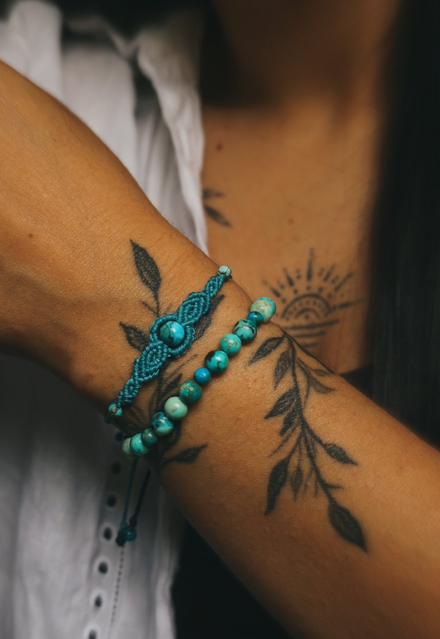 Angel blue Jasper bracelet set in turquoise colour 