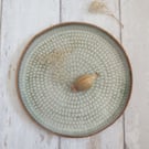 DECORATIVE PLATE hand-built stoneware pottery in pale sea green