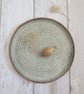 DECORATIVE PLATE hand-built stoneware pottery in pale sea green