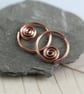 Copper Sleeper Hoops Spiral Detail Spiral Earrings - Image 1