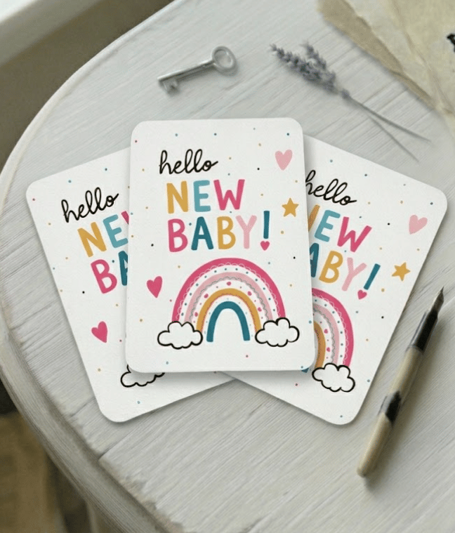 Hello New Baby! Rainbow   New Arrival Congratulations Postcard - Note Cards